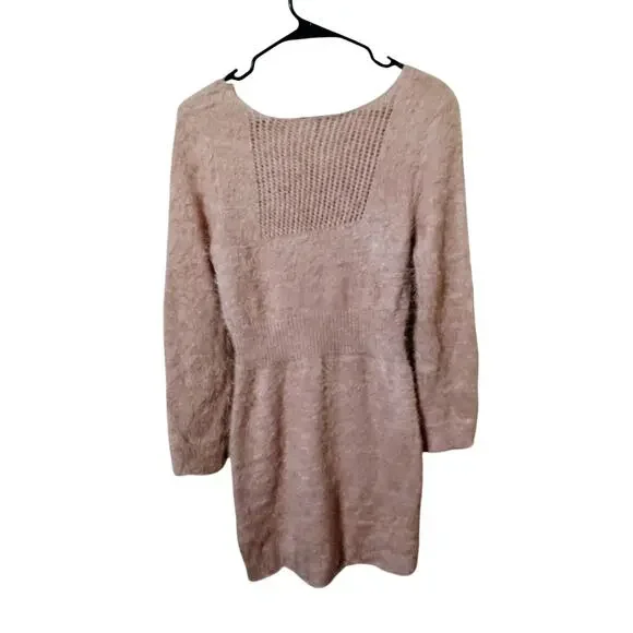 Venus Soft & Fluffy Cozy Knit Barbie Core Dinner Party Mini Sweater Dress Sz M - Picture 3 of 10